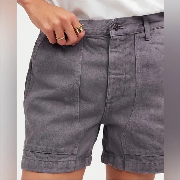 Madewell x MN Dye Studio Workwear Utility Shorts in Dark Gray Denim Size 24 XXS - Picture 13 of 14